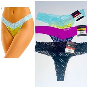 Nwt Nobo 3 Pcs Women Lace Thong Panties intimates medium 7-9 stretchy Lingerie